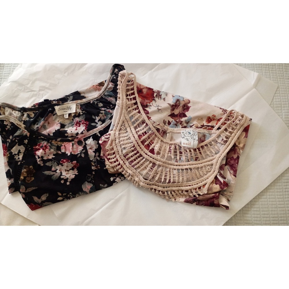 Coquette Bundle Siren-Lily & Naif Floral Top  Petites XL Mesh Crochet Lace Tank